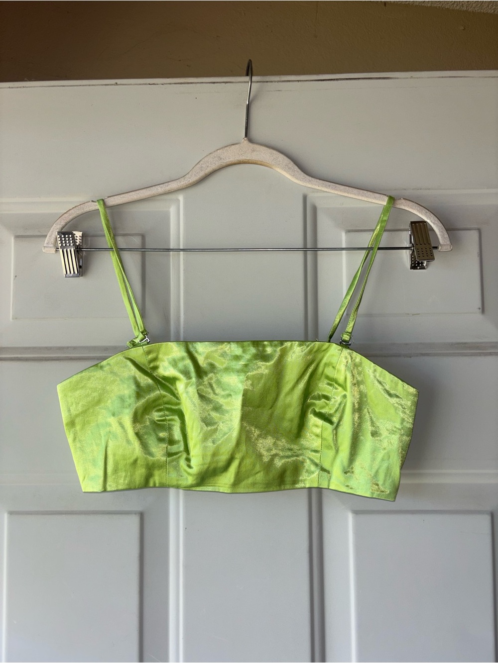 Staud bright green satin crop tank size 0